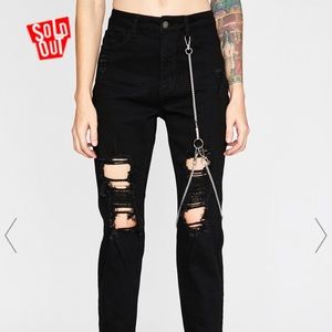 DOLLS KILL NIGHT RIDER CHAIN JEANS